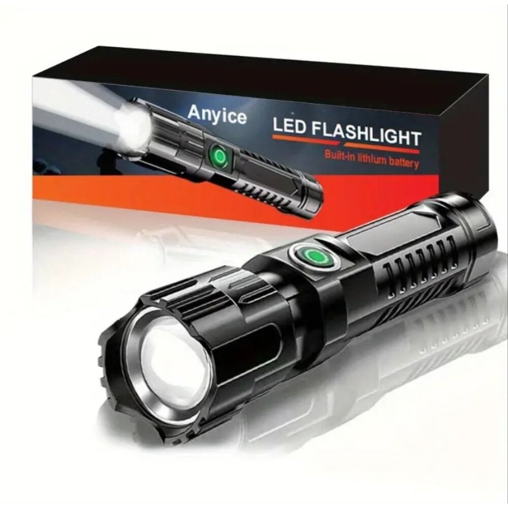 Ultra-Bright LED Flashlight - USB Rechargeable, Adjustable Zoom, Wide Beam